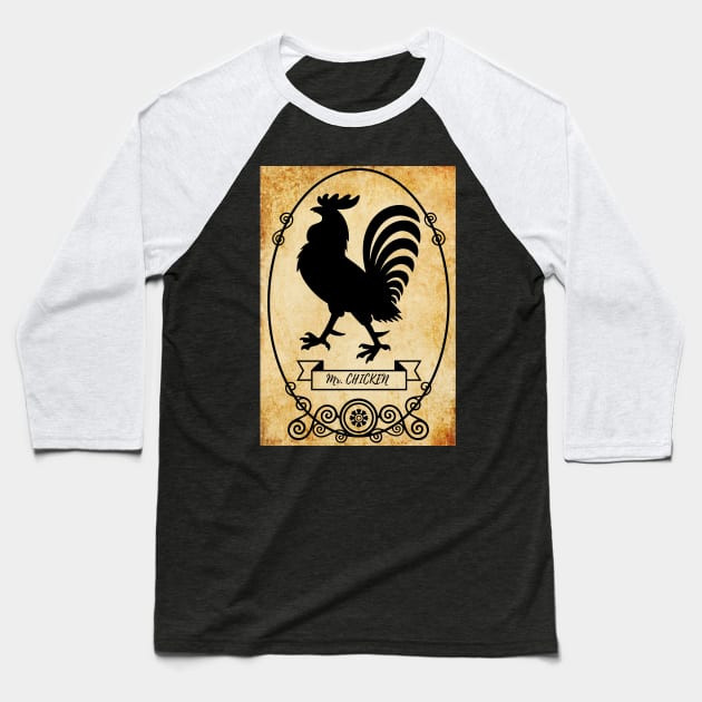 Vintage Chicken Baseball T-Shirt by DAHLIATTE